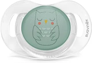 Suavinex S Prem Physiological Teat Silicone Soother, S, 0/6 m, L3, Owl Green