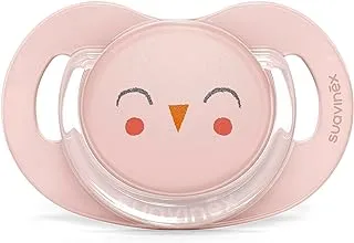 Suavinex S Prem Physiological Teat Silicone Soother, S, 6/18 m, L3, Owl Pink