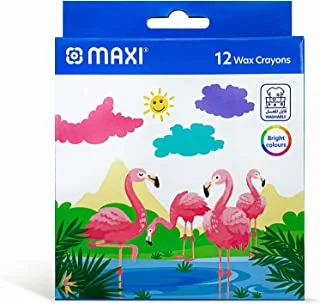 MAXI WCRR12 Maxi Regular Wax Crayons 12 Color 90mm Crayon Light, ASSORTED