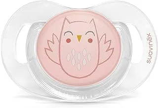 Suavinex S Prem Physiological Teat Silicone Soother, S, 0/6 m, L3, Owl Pink