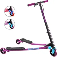 Yvolution Y Fliker Air A3 Scooter 3 Wheels Foldale Wiggle Scooter Self-Propelling Drifting Scooter For Boys And Girls Age 7+ Years (Purple), Medium