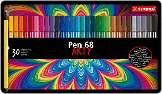 Stabilo 68 Metal Tin Fineliner Pens, Set of 30, Multicolored