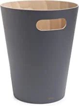Umbra Woodrow 2 Gallon Modern Wooden Trash Can Wastebasket Or Recycling Bin For Home Or Office, Charcoal