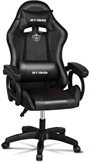 SKY-TOUCH Gaming Chair，Adjustable Computer Chair Pc Office Pu Leather High Back, Ergonomic design Lumbar Support,Comfortable Armrest Headrest，Black