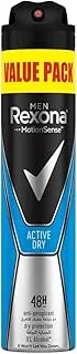 Rexona Men Antiperspirant Deodorant Spray, 72 hour sweat & odor protection*, Active Dry, with MotionSense technology, 200ml