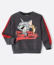 Tom & Jerry Hooded Sweatshirt for Junior Boys - Charcoal, 7-8 Year