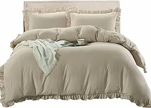 DONETELLA Bedding Comforter Set- 5 Pcs King Size, Applique Ruffled Design Comforter Sets for Double Bed - All-Season - Removable Filler- With Down Alternative Filling