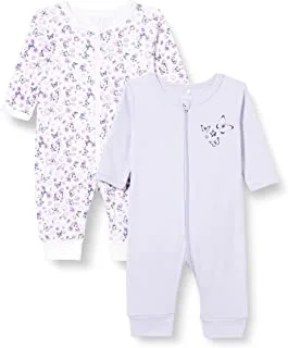 بدلة نوم للأطفال من name it Girl's Purple Flower Zip 2-Pack (حزمة من 2)