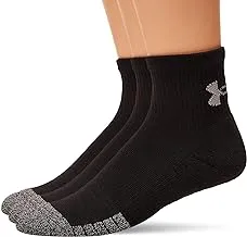 Under Armour Unisex Heatgear Quarter 3pk Trainer Socks with Cooling, Drying Technology, Anti-Odour Fabric Compression Socks plus Arch Support