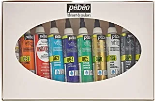 Pebeo Vitrea 160, (Set of 10) Assorted Glass Paint Outliners, 20 ml Tubes 0.67 fl oz (Pack of 10)