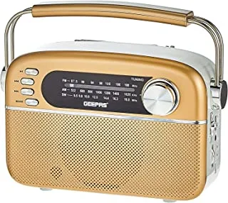 Geepas BT/FM/MP3/USB/TF 3-Band Rechargeable Radio with Bluetooth Connectivity, Multicolor