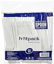 Hotpack Heavy Duty Plastic White Spoons, 50 Pieces