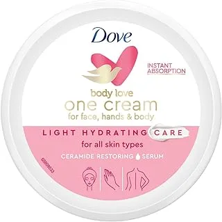 Dove Body Love, One Cream for face, hands & body, for 24hrs lightweight moisturization, Light Hydrating Care, with Ceramide Restoring Serum, 250ml