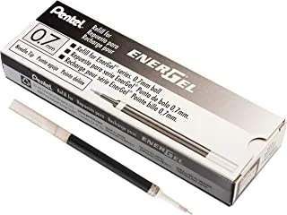 حبر إعادة تعبئة Pentel لـ Energel 0.7 ملم قلم جل سائل بطرف إبرة ، عبوة من 12 ، حبر أسود (Lrn7-A-12)