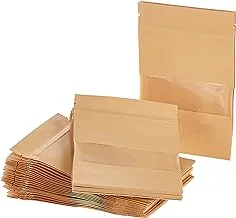Hotpack Kraft Paper Zip Lock Bag 50-Pieces, 15 cm x 10 cm x 3 cm Size