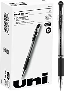 Uniball Signo Gel Grip Stick Gel Pen, 12 Black Pens, 0.7mm Medium Point Gel Pens| Office Supplies, Ink Pens, Colored Pens, Fine Point, Smooth Writing Pens, Ballpoint Pens
