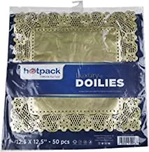 Hotpack Gold Square Doilies 32cm x 32cm, 50 Pieces