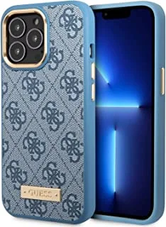 Guess Magsafe 4G PU Case With Metal Plate Logo For iPhone 14 Pro Max - Blue