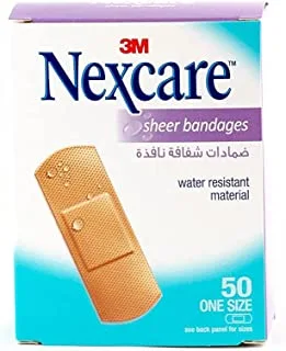 Nexcare Plastic Sheer Bandages/plasters, 72 mm x 25 mm, 50/Pack