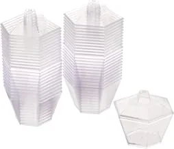 Hotpack Hexagon Shaped Plastic Cups with Lid 24 Pieces Set