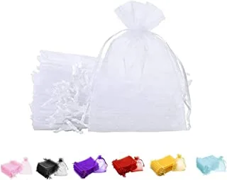 Markq Organza Bags with Drawstrings 100-Pieces, 7 cm x 9 cm Size, White
