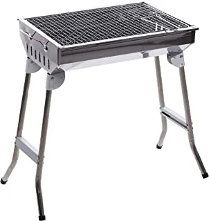 Biki Outdoor and Indoor Foldable Barbecue Grill, 23-Inch x 19-Inch x 13.5-Inch Size, Silver