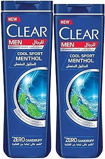 CLEAR Men Anti-Dandruff Shampoo، Cool Sport Menthol، 400ml + CLEAR Men Anti-Dandruff Shampoo، لفروة الرأس المعرضة للقشرة ، المنثول الرياضي المنعش ، 350 مل