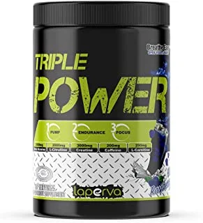Laperva Triple Power Pre-Workout - Explosive Energy, Focus, and Performance Booster with Beta-Alanine, Creatine, and BCAAs - Enhance Stamina and Muscle Growth (Blue Raspberry, 60 servings)