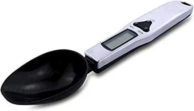 ميزان مطبخ محمول من الفولاذ المقاوم للصدأ من oputyak مزود بميزان رقمي للجرام بشاشة إل سي دي ، 500 جرام / 0.1 جرام ، مقياس ملعقة قابلة للفصل (اللون: أسود)