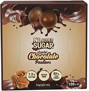 no added sugar | laperva No Added Sugar Chocolate Pralines - Rich in Fiber, 7.2% Protein per Serving, 82% less Carb, Vegetarian, Gluten Free (120 Gm)