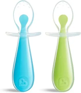 Munchkin - Gentle Scoop Silicone Training Spoons 2pk-Blue/Green