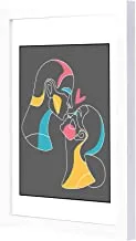 Lowha Kiss Wooden Framed Wall Art Painting with White Framed, 23 cm Length x 33 cm Width x 2 cm Height, White