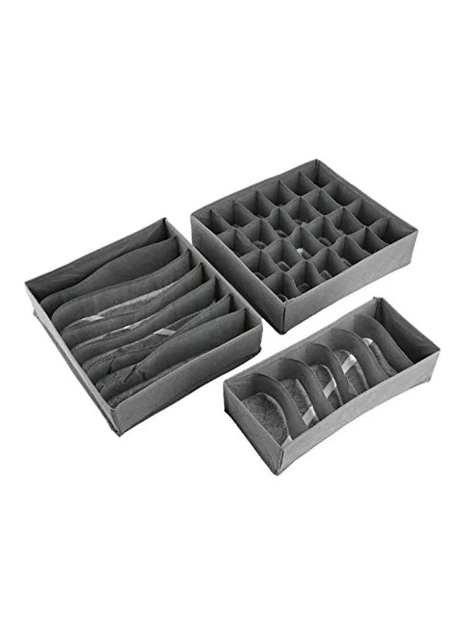 Generic 3-Piece Closet Organizer Storage Box Grey