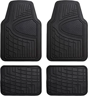 Automotive Floor Mats Black Universal Fit Heavy Duty Rubber fits Most Cars, SUVs, and Trucks, Full Set Trim to Fit FH Group F11311BLACK