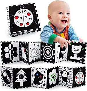 SHOWAY Black and White High Contrast Baby Book for Early Education, Infant Tummy Time Toys, Three-Dimensional Can Be Bitten and Tear Not Rotten Paper 0-3 Years Old Newborn Toys