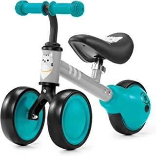 Kinderkraft Balance Bike CUTIE ، دراجة خفيفة الوزن للأطفال ، مشاية أطفال ، دراجة ثلاثية العجلات ، بدون دواسات ، إطار صلب صلب ، مع مقعد قابل للتعديل ، للأطفال الصغار ، من عمر سنة إلى 25 كجم ، فيروزي