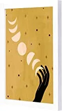 LOWHA holding the moon Wooden Framed Wall Art painting with White frame 23x33x2cm By LOWHA