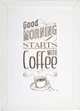 Art wall print with wood frame, Good morning coffee