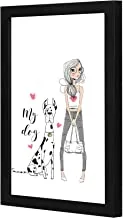 LOWHA my dog grey girl Wall art wooden frame Black color 23x33cm By LOWHA