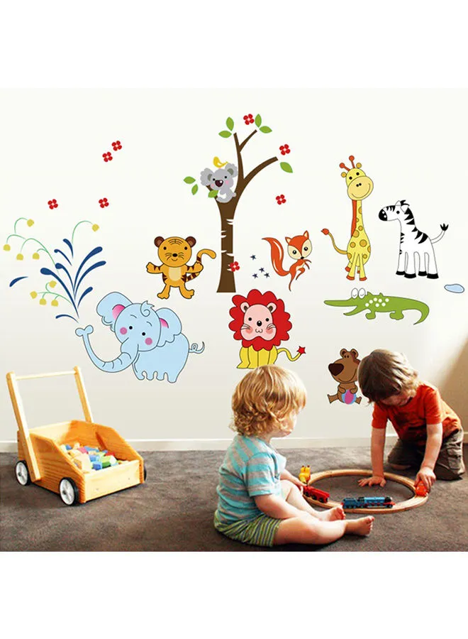 ملصقات جدارية على شكل حيوانات من Stickie Art Jungle Toons لتزيين المنزل ملصقات جدارية قابلة للإزالة ذاتية الصنع للأطفال الحضانة وغرفة النوم وغرفة المعيشة والمطبخ كبير Sta-179 متعدد الألوان 60x90 سم
