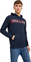 Jack & Jones Men's Long Sleeve Hoodie, Navy Blazer/Detail:play-3, L