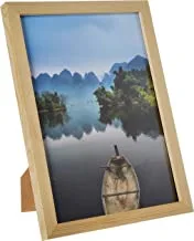 LOWHA Boat on a River Wall Art with Pan Wood framed Ready to hang for home, bed room, office living room Home decor hand made wooden color 23 x 33cm By LOWHA