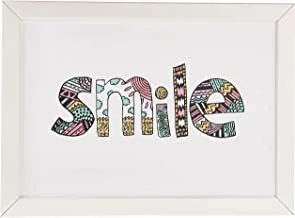 Art wall print with wood frame, smile