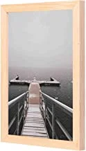 LOWHA White and Brown Dock Wall Art with Pan Wood framed Ready to hang for home, bed room, office living room Home decor hand made wooden color 23 x 33cm By LOWHA