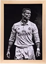 LOWHA black white ronaldo Wall Art with Pan Wood framed Ready to hang for home, bed room, office living room Home decor hand made wooden color 23 x 33cm By LOWHA
