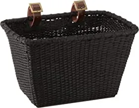 Retrospec Bicycles Cane Woven Rectangular Toto Basket with Authentic Leather Straps and Brass Buckles