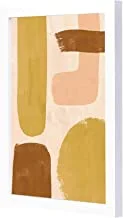 Lowha Abstract Golden Wooden Framed Wall Art Painting with White Frame, 23 cm Length x 33 cm Width x 2 cm Height