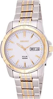 Seiko Men's Solar Powered Watch with Analog Display and Stainless Steel Strap SNE094