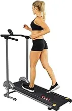 Sunny Health & Fitness SF-T1407M Manual Walking Treadmill with LCD Display, Compact Folding, Portability Wheels and 220 LB Max Weight, Black