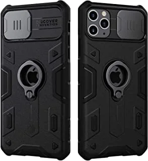 جراب Nillkin iPhone 11 Pro Max ، جراب CamShield Armor مع غطاء كاميرا منزلق ، جراب واقٍ من الصدمات المقاوم للصدمات PC & TPU مع مسند حلقي لهاتف iPhone 11 Pro Max 6.5 بوصة (2019) - أسود